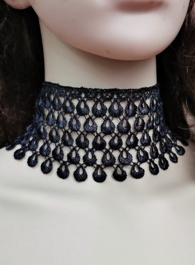 欧美复古加宽水滴黑色颈链包邮