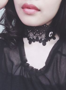 疤痕遮盖颈纹黑色项链包邮