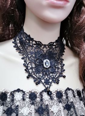 项链镶钻疤痕黑色颈部珍珠