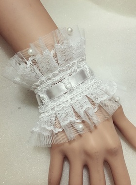 多层白色手链手饰哥特蕾丝复古