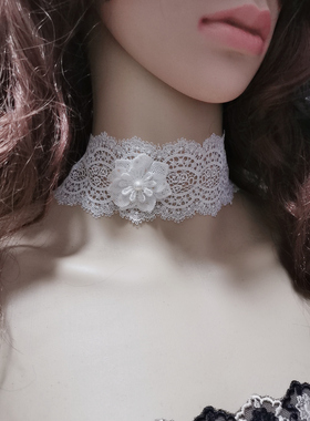 抖音礼服蕾丝短款黑白色项链包邮