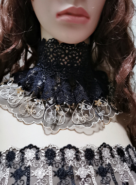 包邮欧美韩日复古蕾丝颈围女纱网黑花色领围巾小披肩项链颈链饰品