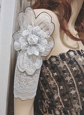 原创设计蕾丝花朵手臂环婚纱摄影装饰直播舞蹈cos配饰松紧臂带女