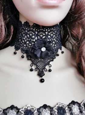 欧美蕾丝加宽颈链项链四季三角巾