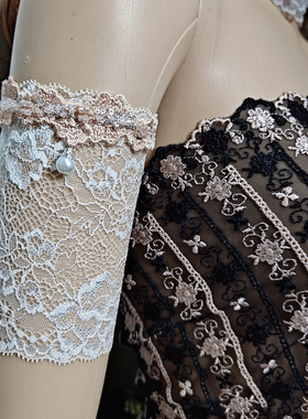 2026新款欧美复古洛丽塔哥特手工钉珠蕾丝手套女薄款百搭臂环臂饰