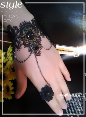 瑞丽风晚礼服夜店蕾丝黑色手链