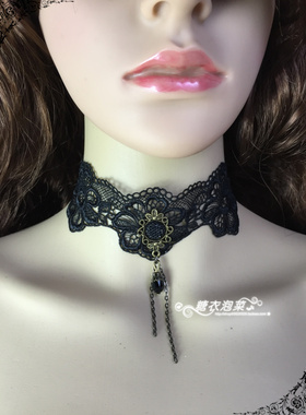 欧洲站风蕾丝水晶黑色礼服配饰