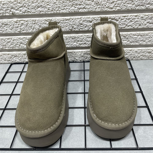 断码处理真皮雪地靴女冬季新款舒适百搭时尚加厚保暖厚底套筒棉靴 - 图1