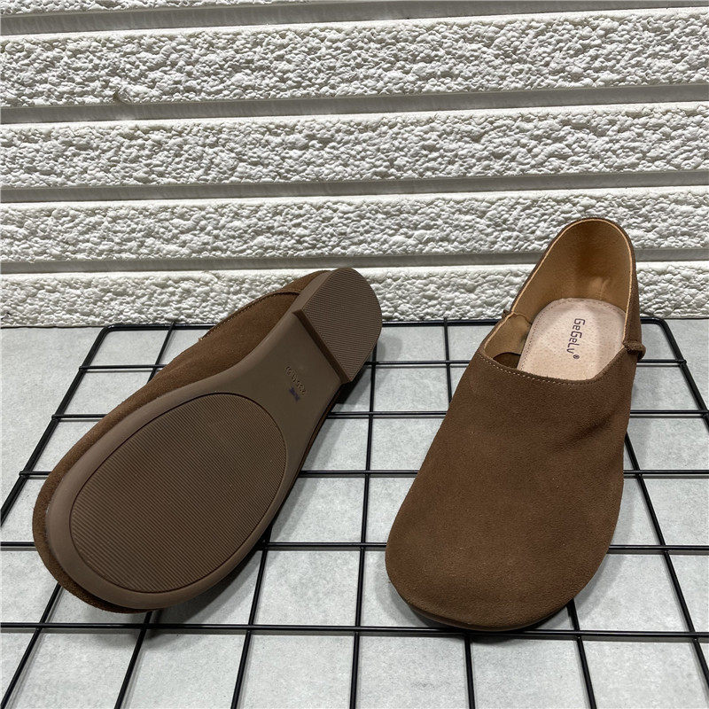 断码处理复古圆头一脚蹬单鞋女2025春秋新款勃肯鞋真皮软底豆豆鞋,淘宝优惠券,粉丝福利购,淘宝优惠卷