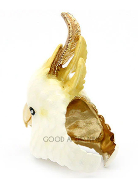 GOODAFTERNINE泰国设计手绘釉彩索菲娅 鹦鹉 镀18k金口哨项链戒指