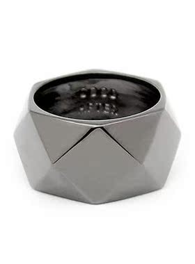 goodafternine泰国设计师手工黄铜镀铑菱形几何金字塔简约戒指