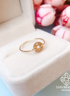 洗手不用摘不褪色9K铜钱戒指新年