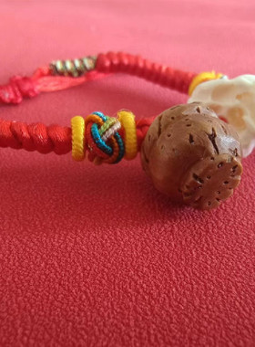 天然桃核猪精骨宝宝婴儿小红绳编织手链男女手绳佑安康防惊吓红色