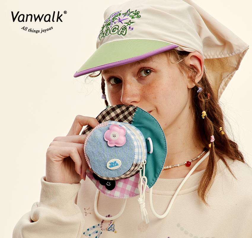 VANWALK HALO 自制手工可爱网格帽子零钱包少女迷你卡包收纳小包