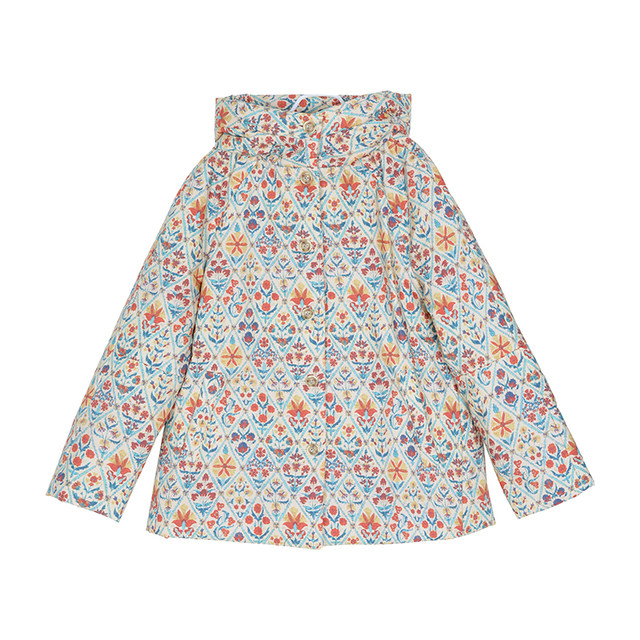 Western Region/Shimumi original cotton printed ethnic style versatile thickened hooded cotton short coat for women