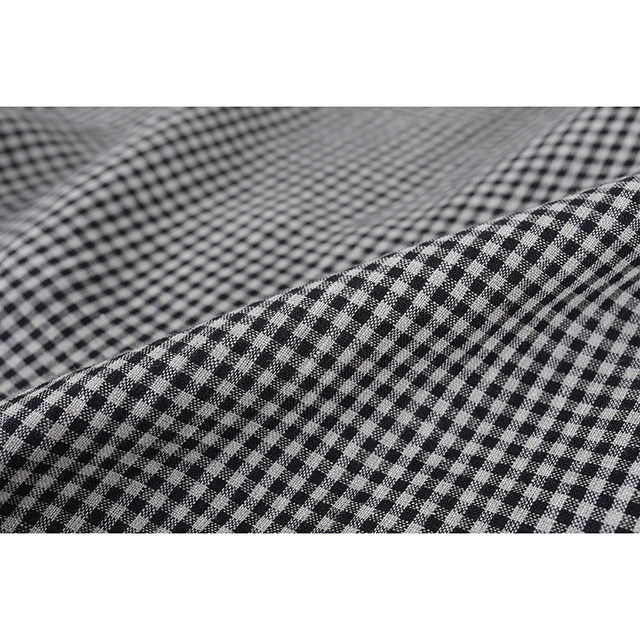 Small Town Moon/Shimu Mi original summer style 100% yarn-dyed linen plaid artistic versatile top T-shirt for women