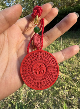 保真朱砂红砂天师钟馗伏虎车挂手把件汽车装饰项链款百福牌雨渐耳