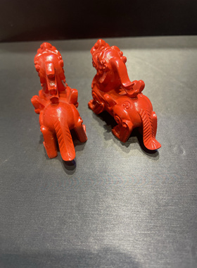 保真朱砂一对貔貅聚宝盆摆件蛇年