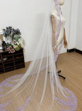 新娘结婚长款蕾丝超仙森系头纱