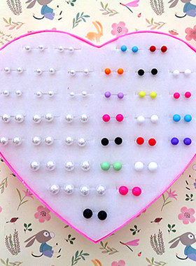 大中小时尚风迷你防过敏胶棒耳钉