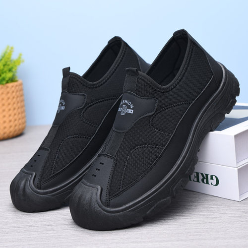 春秋老北京布鞋男新款软底防滑耐磨爸爸鞋休闲轻便一脚蹬懒人单鞋 - 图0