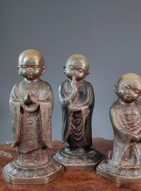 日本高岗铜器古典禅意小和尚