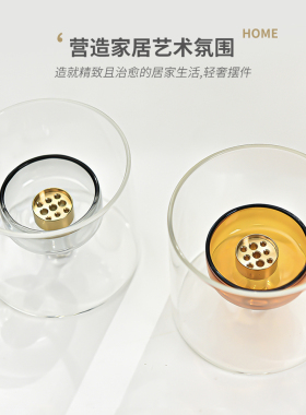 创意玻璃香插香盘中古简约烛台