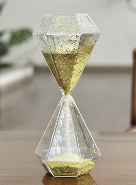 金亮片钻石玻璃沙漏书桌装饰