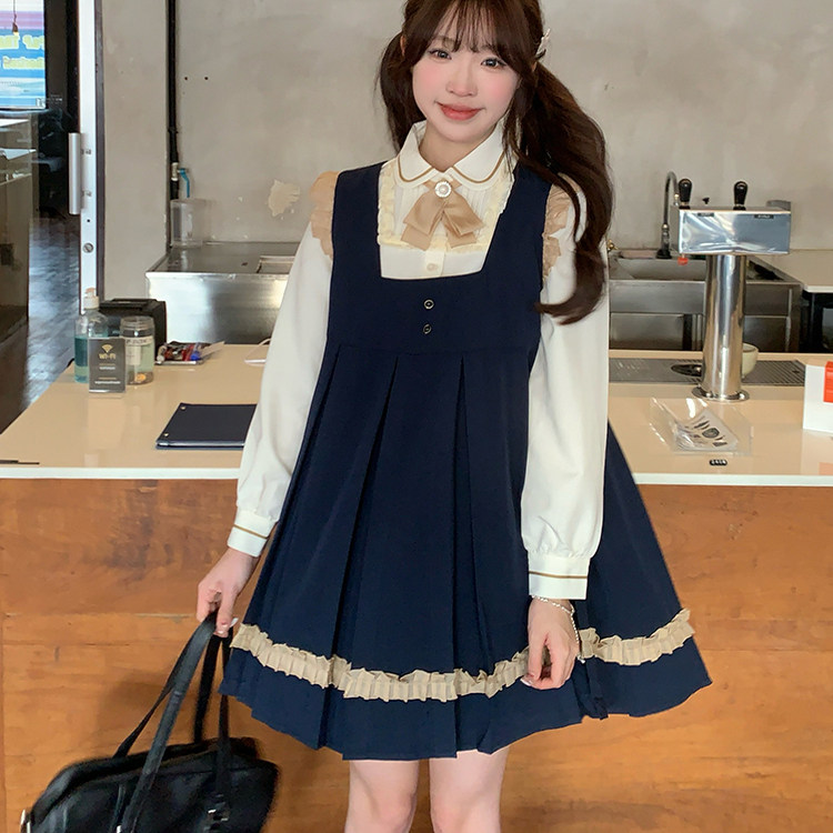 东京岁时记原创jk制服连衣裙套装衬衫女夏可爱学院风卡奶裙小飞袖,淘宝优惠券,粉丝福利购,淘宝优惠卷