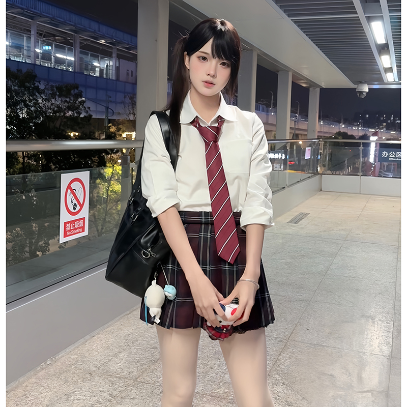 东京岁时记jk制服原创正版白色衬衫女夏小个子衬衣半身裙短裙套装 - 图2