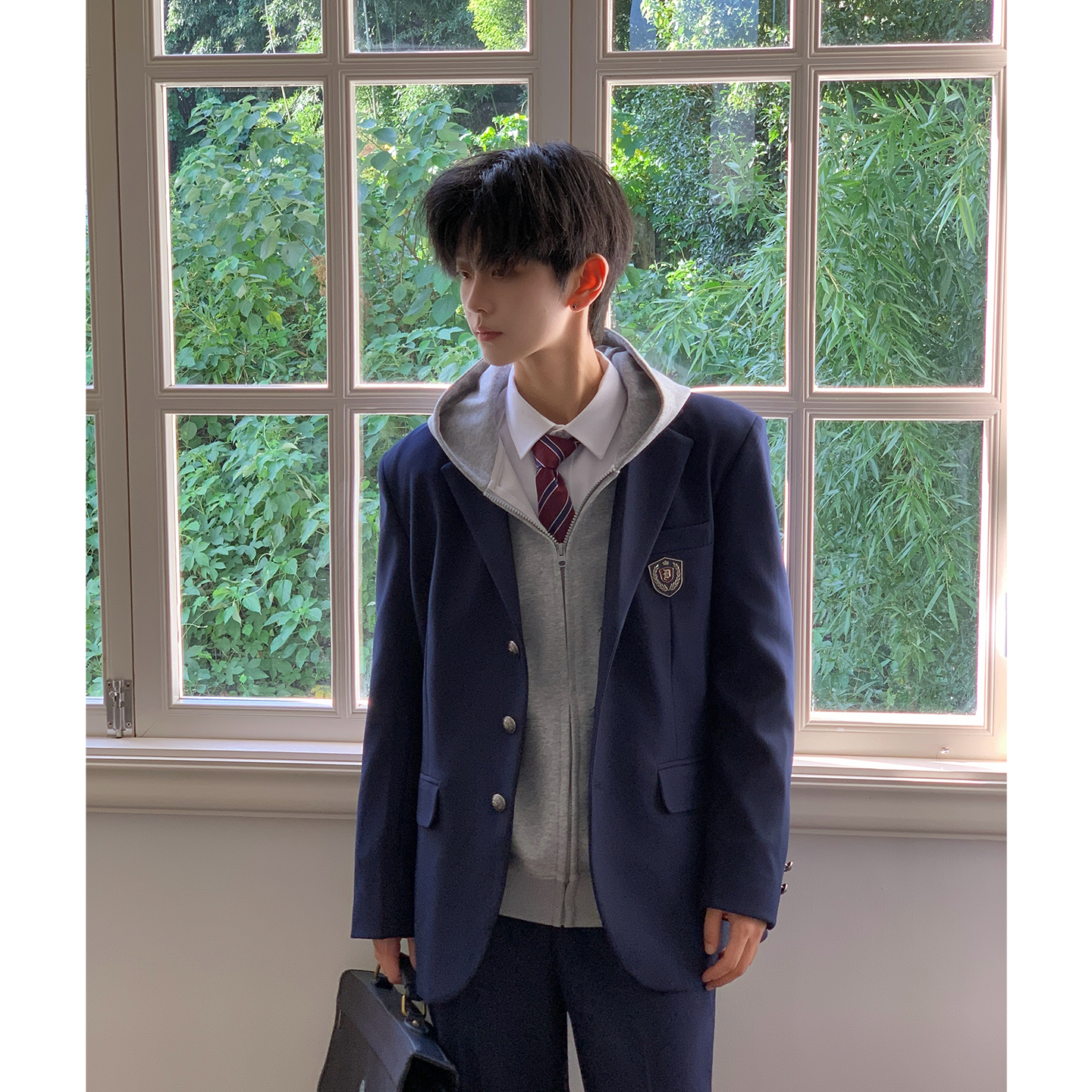 秋季绀色西服高级感西装套装男休闲卫衣学院风制服东京岁时记DK - 图3