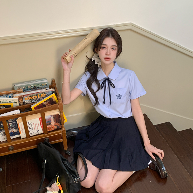 东京岁时记jk制服衬衫上衣短袖衬衫女短裙重要场合小衫衬衣百褶裙 - 图0