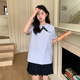 Blue Thai school uniform short sleeve Thai shirt for women