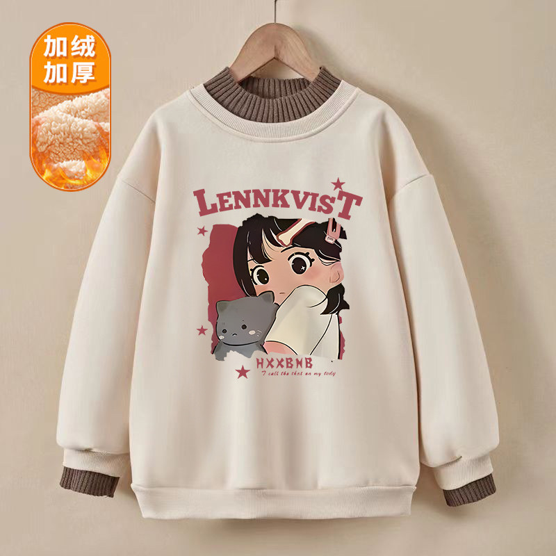 纯棉女童加绒卫衣2025秋冬新款儿童洋气卡通小熊宽松加厚上衣冬装,淘宝优惠券,粉丝福利购,淘宝优惠卷