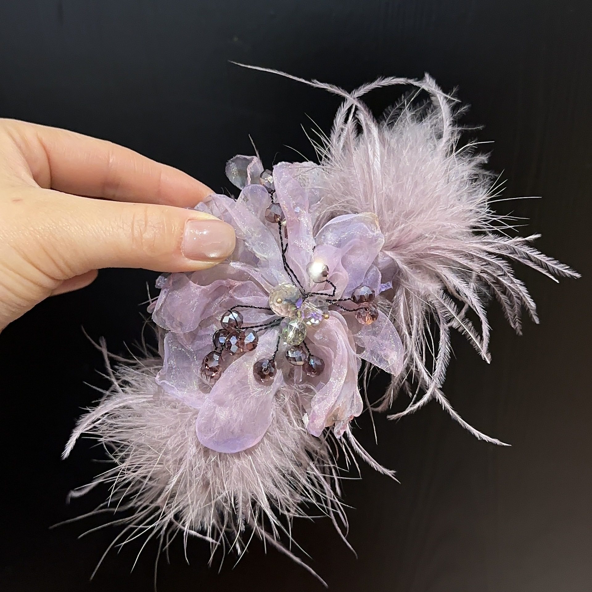 韩国东大门新品重工抓夹手工水晶轻奢毛毛后脑勺高级感盘发鲨鱼夹,淘宝优惠券,粉丝福利购,淘宝优惠卷