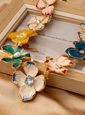 欧美外贸时尚潮流休闲珐琅彩花朵系列项链