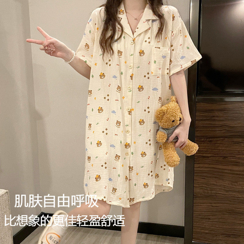 夏季款短袖纯棉婴儿棉日系甜美睡裙 樱丝芳睡裙