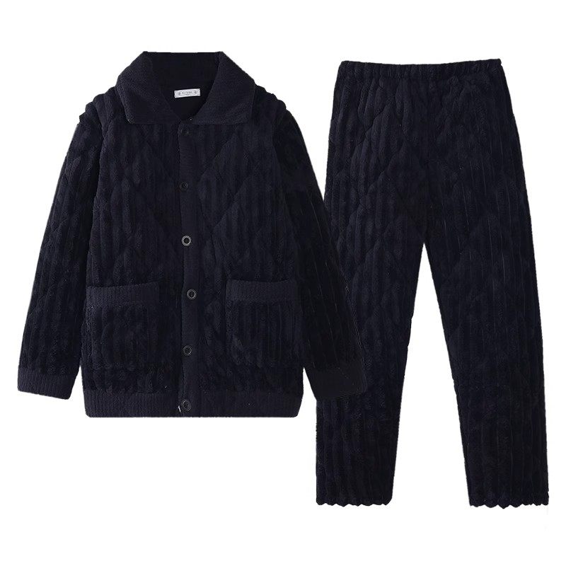 【现货超厚保暖】珊瑚绒夹棉睡衣男士冬季三层加厚冬款家居服套装,淘宝优惠券,粉丝福利购,淘宝优惠卷