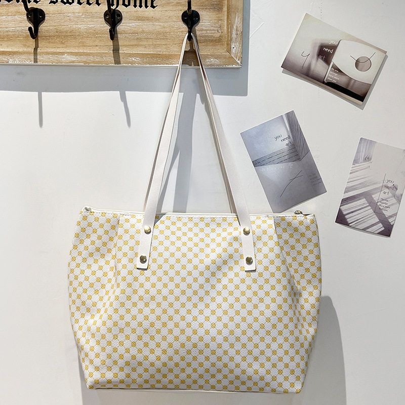 时尚圆点印花托特包新款女士包包袋复古手提女包单肩包潮流购物包,淘宝优惠券,粉丝福利购,淘宝优惠卷