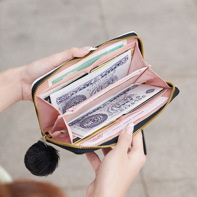 2023年新款铁片荔枝纹撞色长款单拉钱包可爱高颜值零钱包一件代发,淘宝优惠券,粉丝福利购,淘宝优惠卷