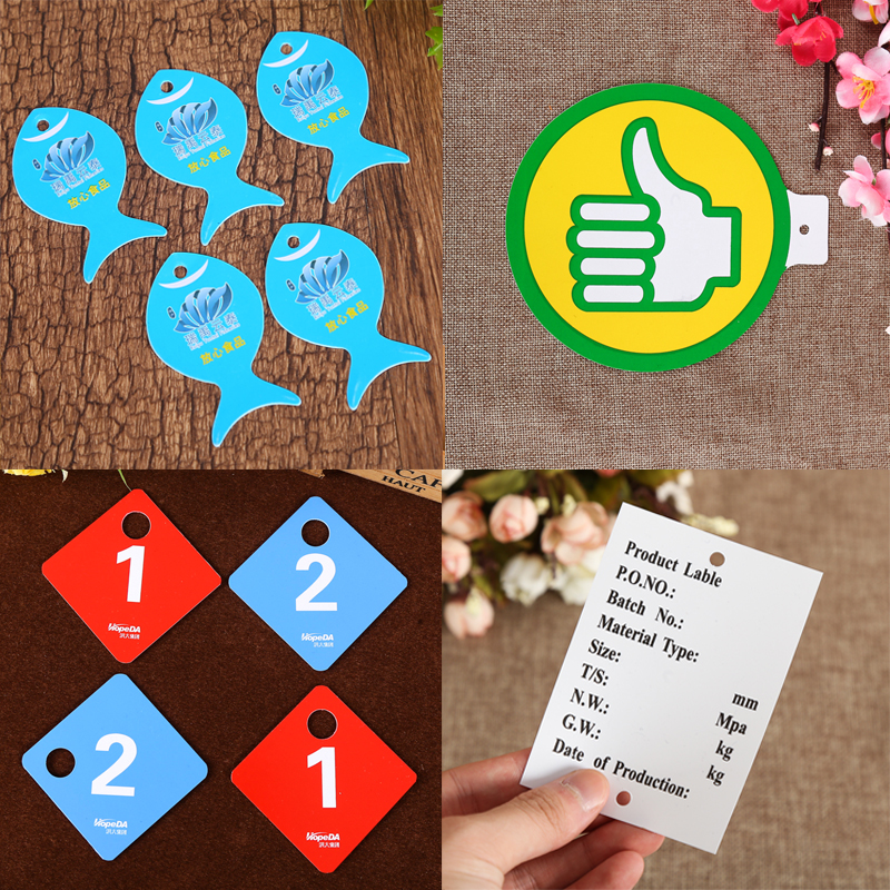pvc塑料吊牌定制物料标识卡定做彩色PVC吊牌防水防油标签服装吊牌 - 图2