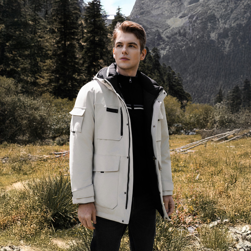 劲霸男装秋冬新款男士时尚加厚保暖工装中长款夹克羽绒服外套,淘宝优惠券,粉丝福利购,淘宝优惠卷