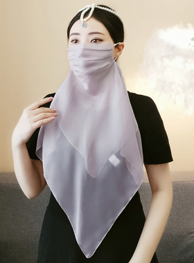 中国风夏季透气真丝面纱桑蚕丝