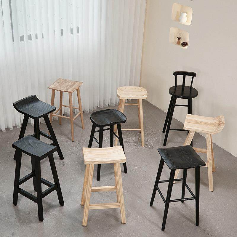 色寂风黑实木岛台椅子碳20230705化白蜡木约吧台凳现代简侘家用阳,淘宝优惠券,粉丝福利购,淘宝优惠卷