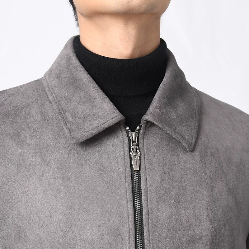 Демисезонная замшевая куртка для отдыха, европейский стиль, slim fit