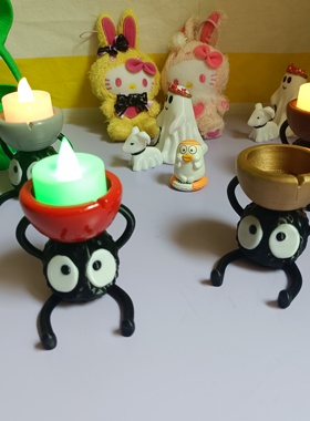 宫崎骏小煤球电子蜡烛台可爱桌面装饰摆件千与千寻黑炭球烛台夜灯