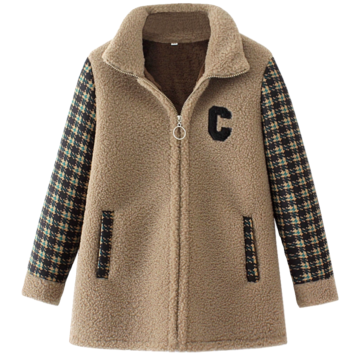 加绒加厚毛呢外套秋冬大码女装中老年胖妈妈冬季拼接保暖棉衣棉服,淘宝优惠券,粉丝福利购,淘宝优惠卷