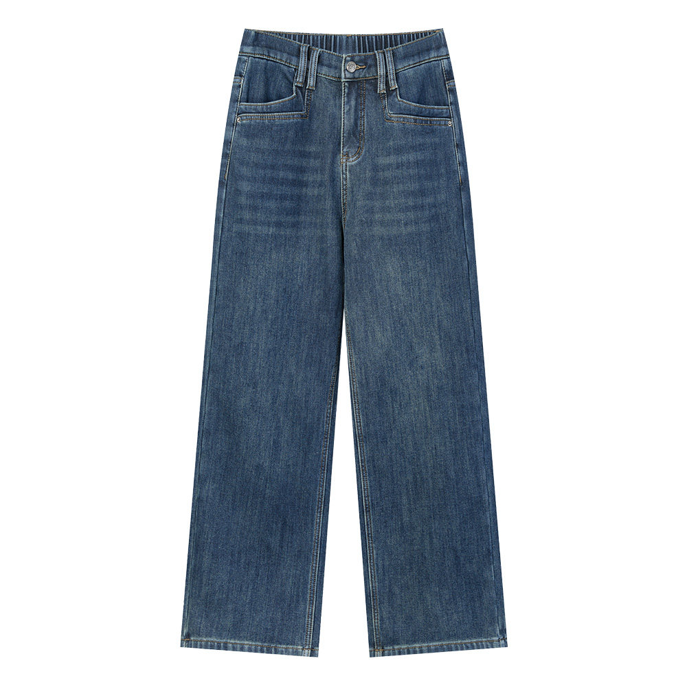 大码直筒加绒牛仔裤女秋冬新款胖mm高档宽松松紧高腰保暖休闲裤子,淘宝优惠券,粉丝福利购,淘宝优惠卷