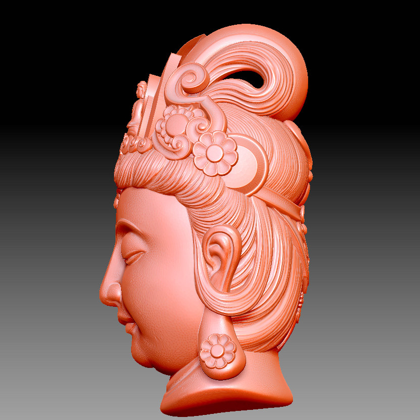 9329玉雕观音头像挂件圆雕图雕刻机3D打印素材STL模型图OBJ精雕,淘宝优惠券,粉丝福利购,淘宝优惠卷