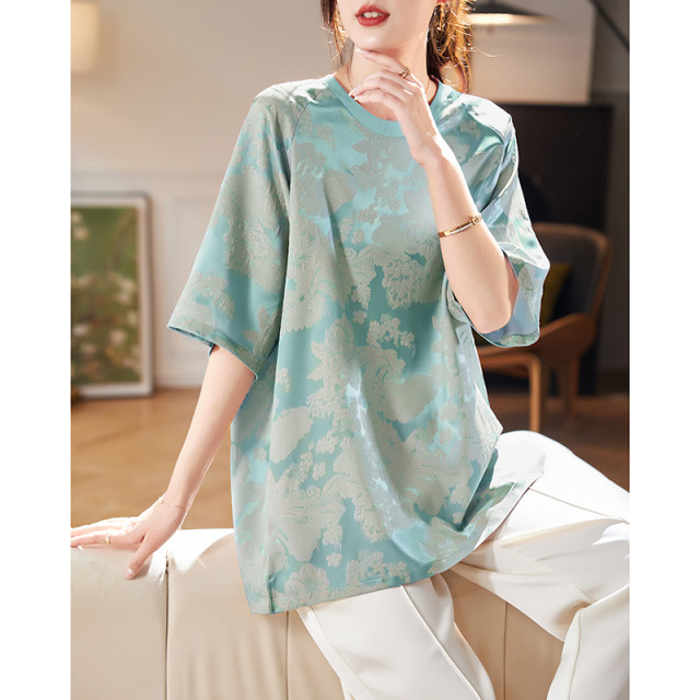 Boucherie ຄໍ jacquard ເສື້ອ chiffon ແບບແຫ່ງຊາດ